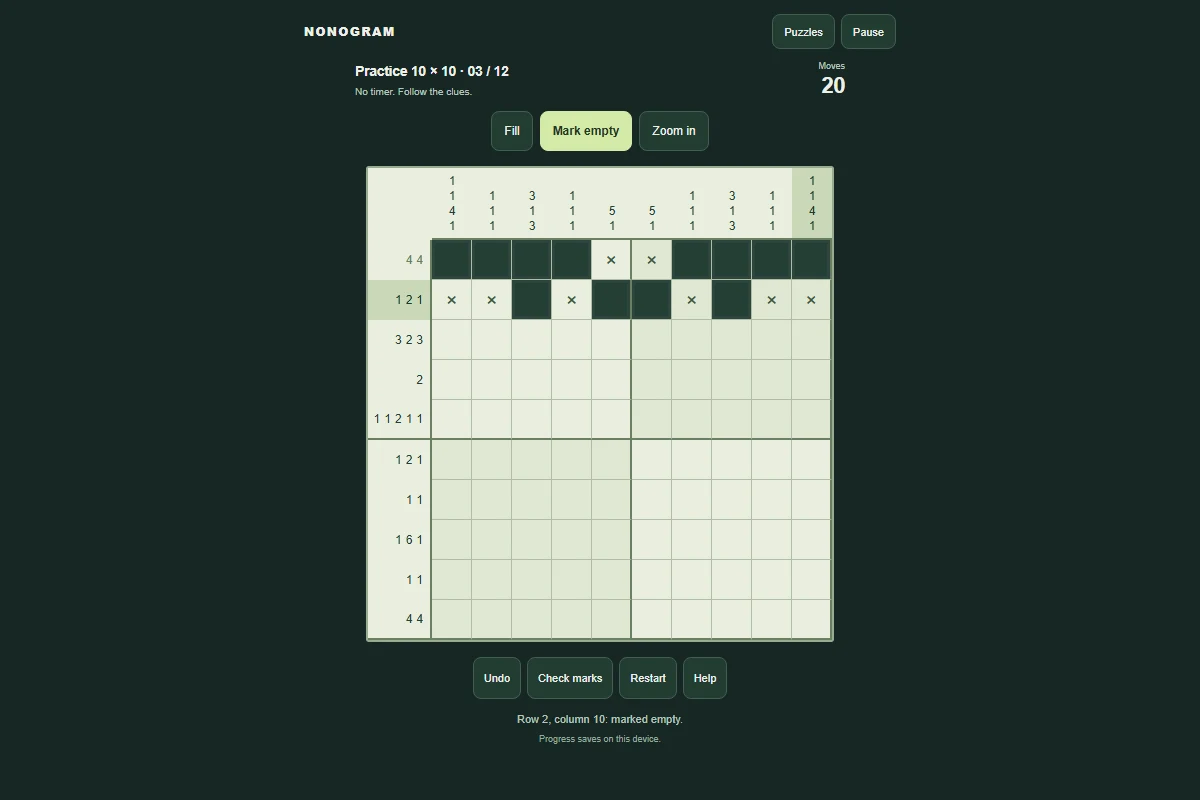 Nonogram gameplay